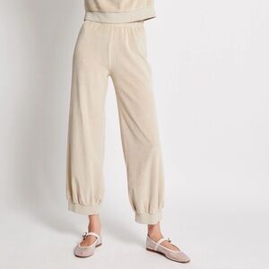 NWOT SUZIE KONDI Tosk Harem Pants in Velour Dorset Cream Light Tan Small